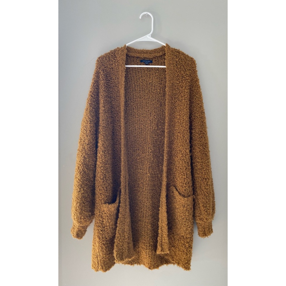 American Eagle Mustard Boucle Oversized Cardigan
